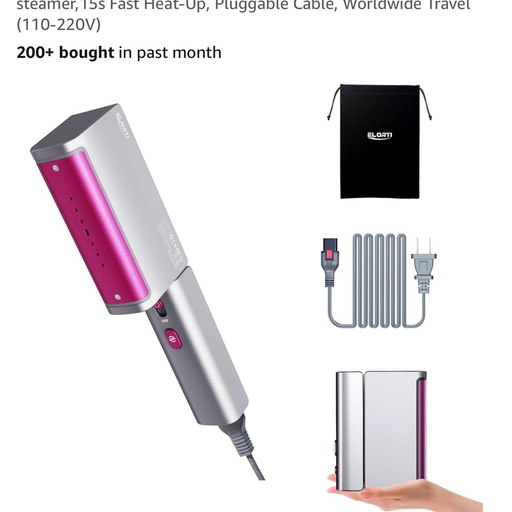 Silver and Pink Garment Steamer